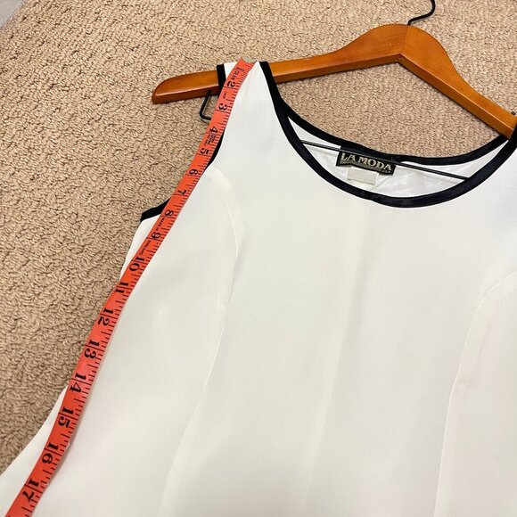 Vintage Tiered Dress with Satin Accents Cream Black – Small - Picture 8 of 9